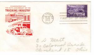 US 1025 (Me-8) 3c Trucking Industry on FDC Farnam Cachet ECV $15.00