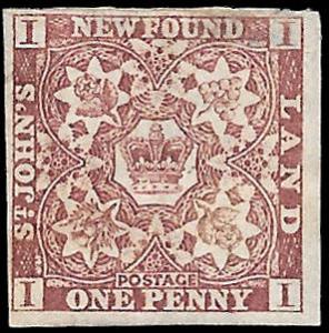 1851 NEWFOUNDLAND SC# 1 UNUSED Ng CV $150 SOUND