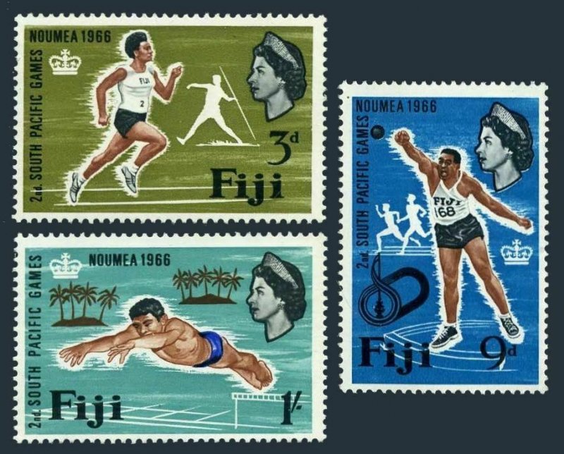 Fiji 226-228,MNH.Michel 198-200. South Pacific Games 1966,Runner,Diver,Shot put.