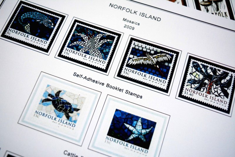 COLOR PRINTED NORFOLK ISLAND 1947-2010 STAMP ALBUM PAGES (129 illustrated pages)