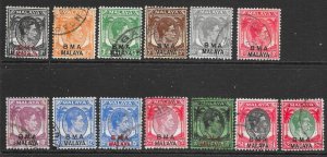 MALAYA BMA SG1/16 1945-8 SET OF 12 TO $2 USED