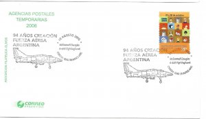 ARGENTINA 2006 94 YEARS OF CRATION OF NATIONAL AIR FORCE COVER SPECIAL CANCEL