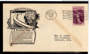 US 774 1935 3c Boulder Dam on an addressed(typed) FDC (with foxing) and an Anderson cachet