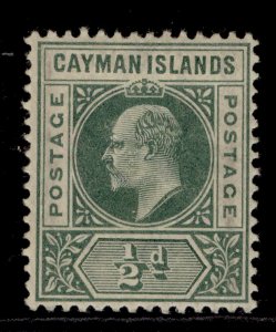 CAYMAN ISLANDS EDVII SG3, ½d green, M MINT.