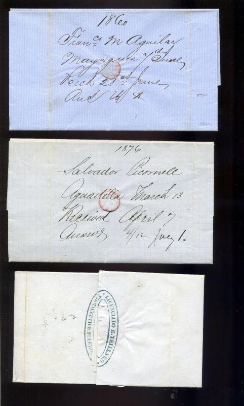 7  Stampless Covers Puerto Rico to New York, all 19th Century w/ Better Markings