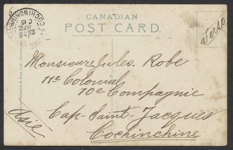 1905 Place Viger Hotel PC Waterloo QUE to French Indo-China with Receiver