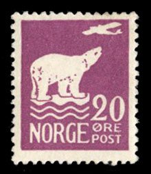 Norway #109 Cat$21, 1925 20o plum, hinged