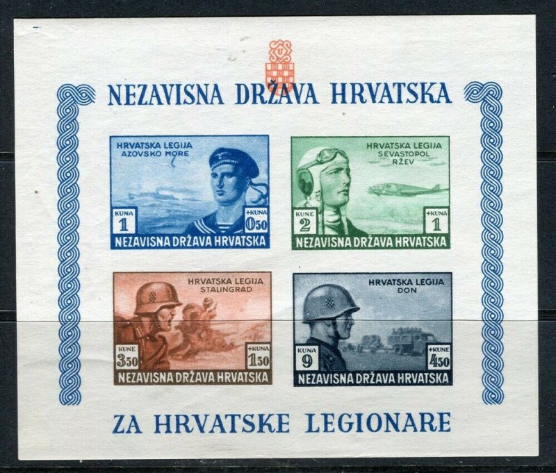 CROATIA; 1943 Croat Legion Fund fine MINT MNH Complete Imperf SHEET