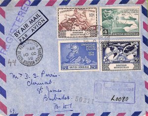 ac6662 - BRITISH HONDURAS  - POSTAL HISTORY - UPU set on Registered Cover  1950