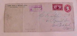 US REGISTERED 10cents PARCEL POST on ENTIRE 1914 NEW YORK