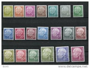 Germany 1954 Sc 702-721 Mi 177-196 MvLH Pres Theodor Heuss Cv 130 euro