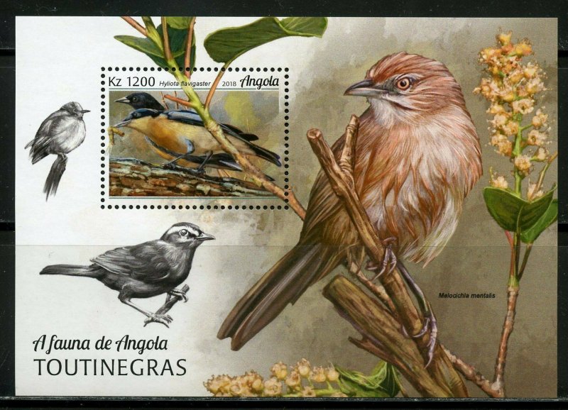 ANGOLA 2018 WARBLERS SOUVENIR SHEET MINT NEVER HINGED 