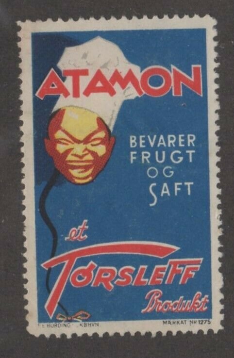 Denmark- Atamon Fruit Preserves & Juice Advertising Vignette Stamp - Cook - NG