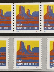 2 Different US PNC5 5c Butte Nonprofit Stamp Sc# 2902-2902B MNH