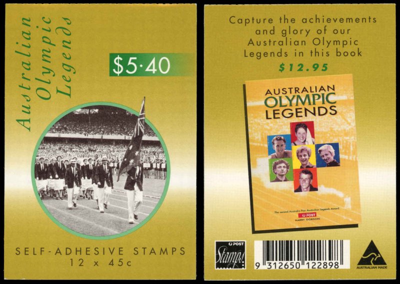 AUSTRALIA Sc 1646a VF/MNH Complete Booklet - 1998 Olympic Legends