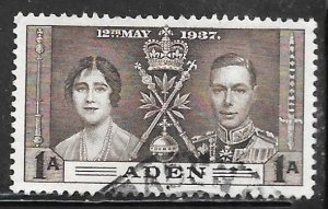 Aden 13: 1a King George VI and Queen Elizabeth, used, VF
