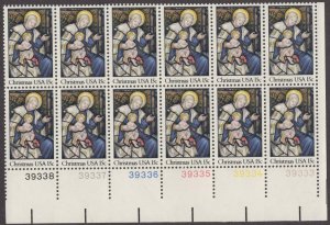 1980 Madonna & Child Plate Block Of 12 15c Postage Stamps, Sc# 1842, MNH, OG