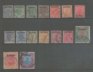 Burma 1937 Sc 1-15,8b FU