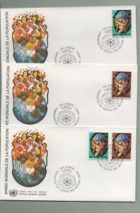 UN Geneva Scott# 43-44 & 45 1974 FDC  (4 First Day Covers)