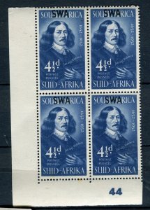 SOUTH AFRICA; 1952 early Van Riebeeck issue 4.5d. Mint CORNER BLOCK,