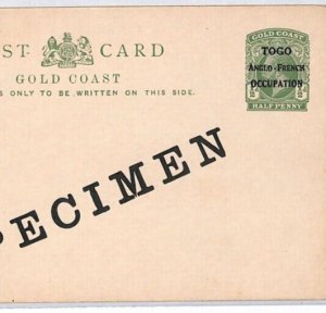Gold Coast *TOGO* ANGLO-FRENCH OCCUPATION WW1 Stationery Card SPECIMEN PJ110