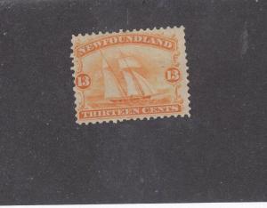 NEWFOUNDLAND # 30  FVF-MH  13cts   SHIP  ORANGE  CAT VALUE $180