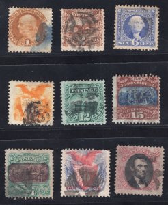 MOMEN: US STAMPS #112-113,115-117,119-122 USED LOT #80179