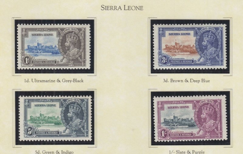 SIERRA LEONE, 1935 Silver Jubilee set of 4, heavy hinged.