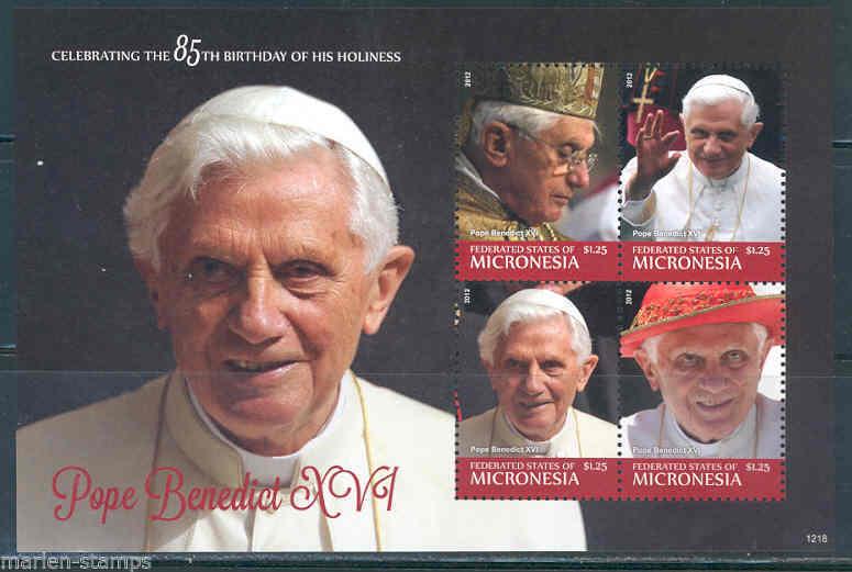 MICRONESIA 2012 85th BIRTH ANNIVERSARY OF POPE BENEDICT XVI SHEET II  MINT NH