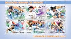 GUINEA BISSAU - 2011 - Indian Cricket Team - Perf 6v Sheet - Mint Never Hinged