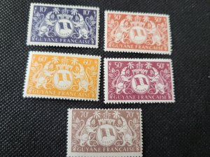 French Guyana,  1945 Cayenne Arms set of 5,MH, SCV $2.90