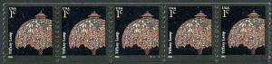 SC#3758 1¢ Tiffany Lamp Plate Strip of Five: #S11111 (2003) MNH
