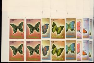 Nicaragua 1986 Sc#1567/1573 BUTTERFLIES BLOCK OF 4 IMPERFORATED MNH