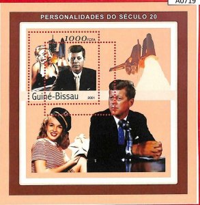 A0719- Guinea-Bissau ERROR MISSPERF 2001  people J.F.Kennedy M. Monroe Персонажи