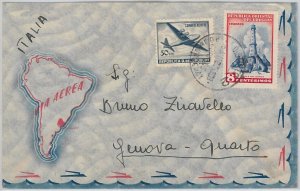 49862-ARGENTINA -  POSTAL HISTORY -  AIRMAIL COVER  to ITALY 1958 - LIGHTHOUSES