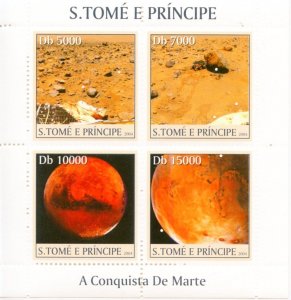 CLOSE OUT SPECIAL SAO TOME CONQUEST OF MARS SHEET & SOUVENIR SHEET MINT NH