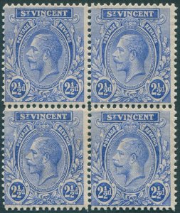 St Vincent 1925 2½d bright blue SG133a MNH block x4