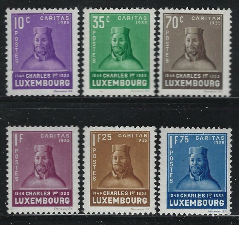Luxembourg 1935 King Charles set Sc# B67-72 NH