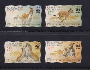 Kazakhstan #344-347 MNH 2001 world wildlife fund . equus hemonius kulan