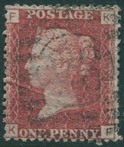 Great Britain 1858 SG43 1d red QV FKKF plate 116 fine used (amd)