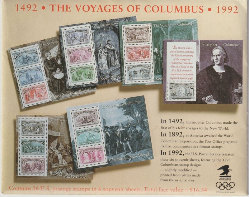 U.S.  Scott# 2624-2669 1989 Christopher Columbus Set of 6 MNH S/S #2