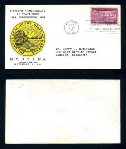 # 858 First Day Cover with LinPrint cachet from Helena, Montana - 11-8-1939