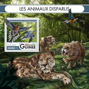 GUINEA 2016 SHEET EXTINCT ANIMALS WILDLIFE PREHISTORIC ANIMALS BIRDS