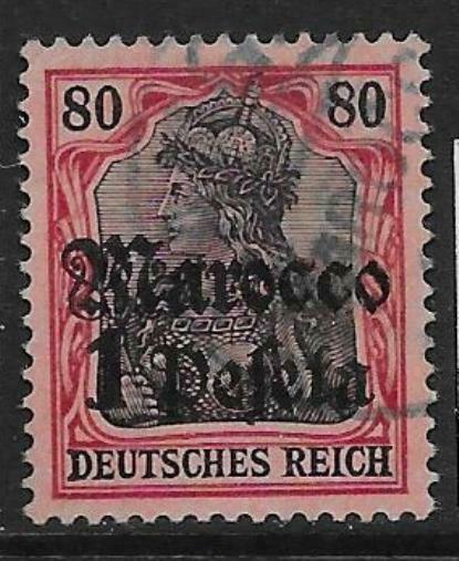 GERMAN P.O.'s IN MOROCCO SG47 1911 1p ON 80pf BLACK & CARMINE ON ROSE USED