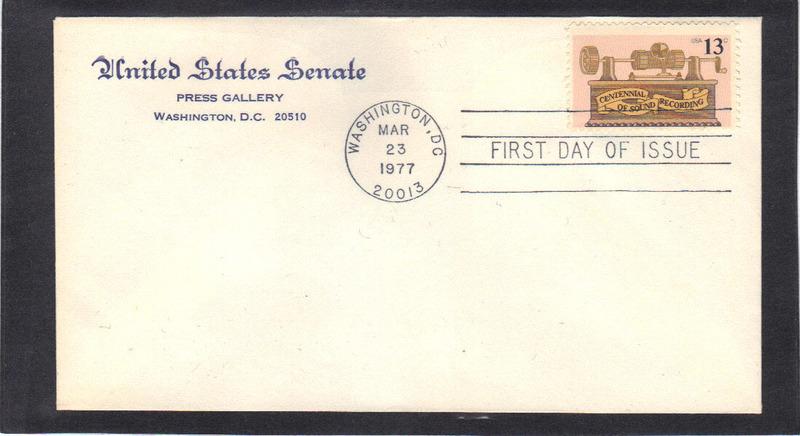 Senate 1705 13c Phonograph FDC (No Cachet-U/A) CV39944