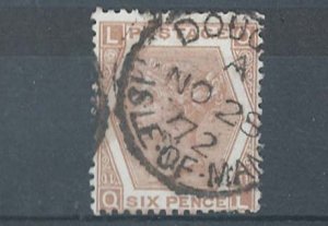 Isle of Man 1872 6d pale chestnut sg122b vgu Douglas cds ‡