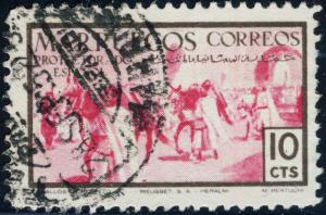 SPANISH MOROCCO - 1952 Mi.334 10c dark brown & rose-lilac - Fantasia - used