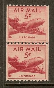 United States, Scott #C37; 5c DC-4 Airmail, Joint Line Pair, MNH