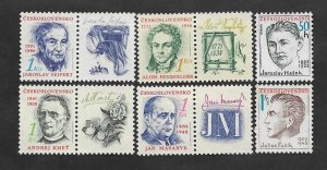 SD)1991 CZECHOSLOVAKIA CHARACTERS, JAROSLAV SEIFERT POET, ALOIS SENEFELDER LITH