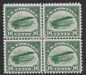 US Stamps Scott #C2 MH VF 16c Green Jenny Airmail Center Line Block (4) SCV $275